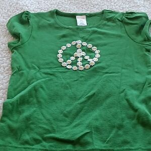Gymboree Green Short Sleeve Tee with Peace Sign